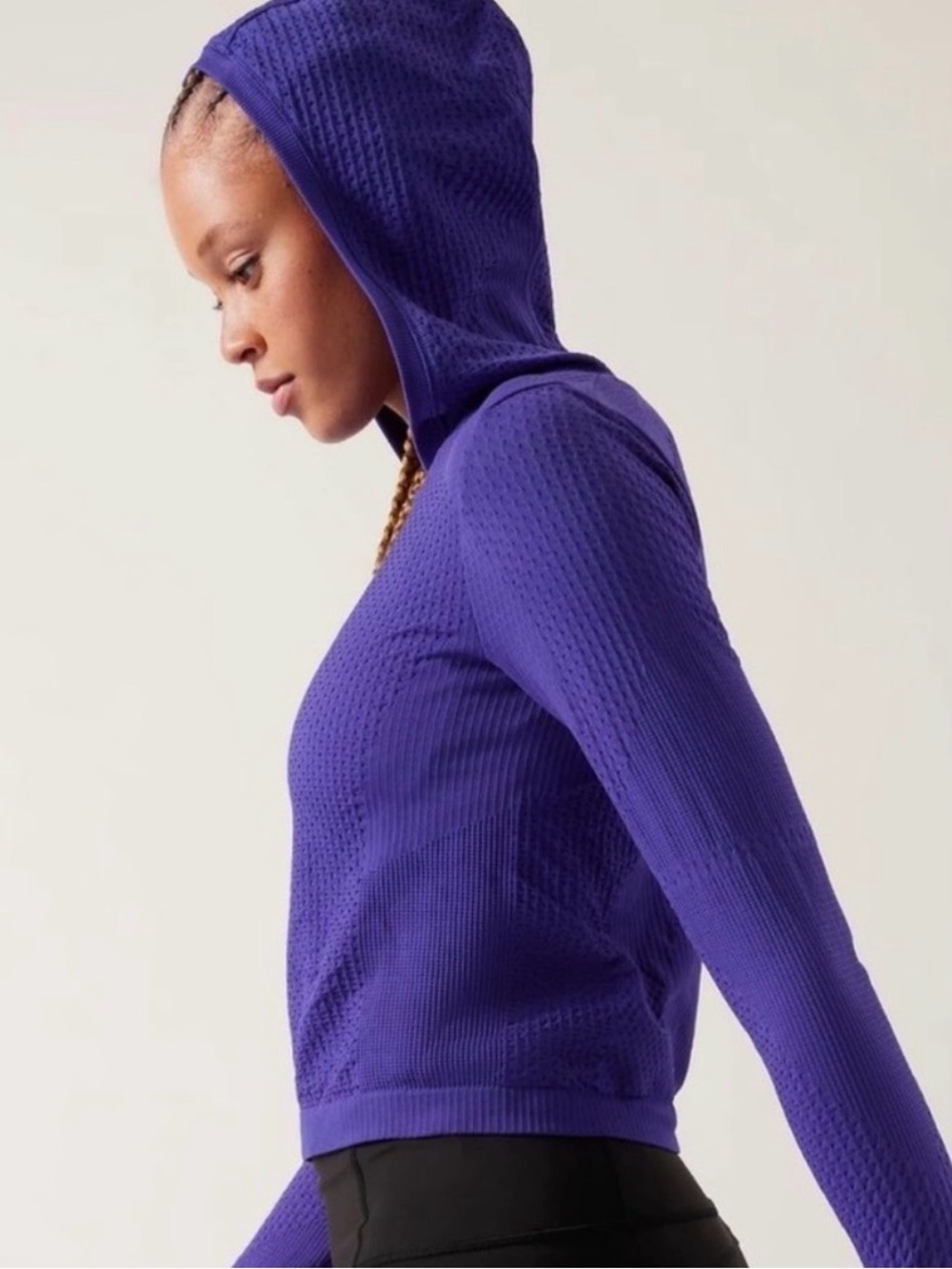 Athleta Flurry Violet Seamless Crop Hoodie, Size S